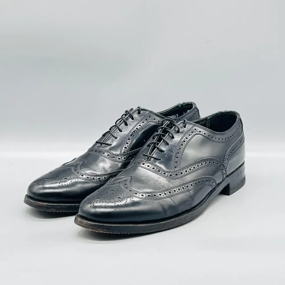 Florsheim Shoes Mens 9.5 Black Leather Imperial Wingtip Oxford Dress Vintage